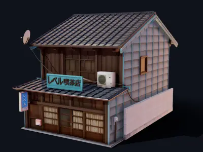 Coffee Shop of Shingawa Low-poly 3D model