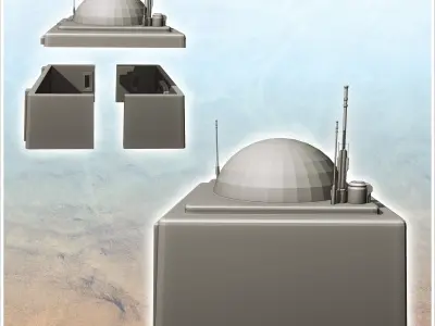 Tatooine futuristic house with roof sphere and antennas 6 - Futu 3D print model