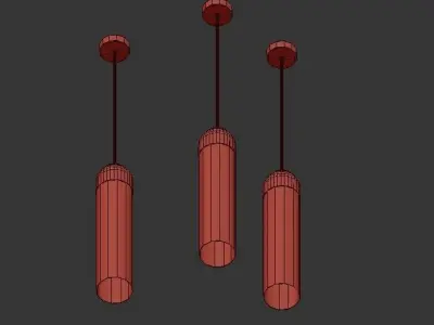 VIAN B three glass and gold pendant lights with name van 3D model