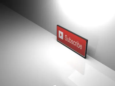 Subscribe 3D Model television with sign Low-poly 3D model