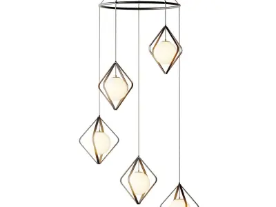 Simple Metallic Multi Light Pendant 3D model