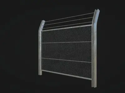 Road PBR metal fence Low-poly 3D model