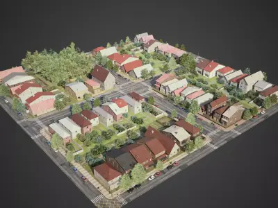 Realistic City District R1-R30 3D model