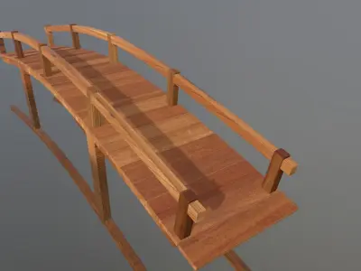 Asian Wood Bridge Low-poly 3D model
