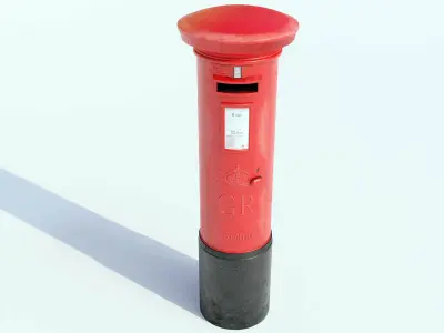 Red Post Box Letter Box Royal Mail Post Office Model Low-poly 3D model