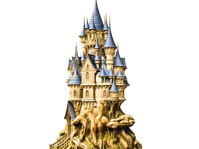 Elven Tree Castle STL  Fantasy Castle on Ancient Roots  3D print 3D print model