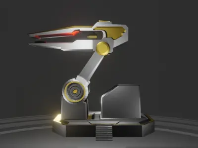 Cannon robot with light Low-poly 3D model