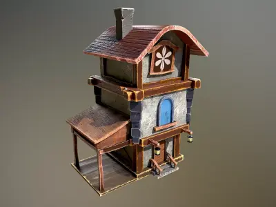 Medieval old vikings house Low-poly 3D model