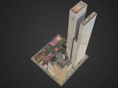 Realistic City District H14-R29 MAYA Low-poly 3D model