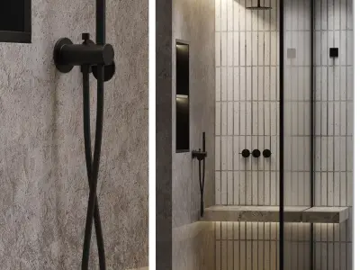 Corner Shower Cabins 17 Low-poly 3D model