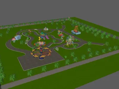 Park cartoon 3D model