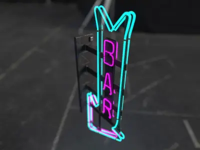 Neon Bar Sign Low-poly 3D model