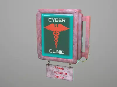 Neon street sign 2 Low-poly 3D model