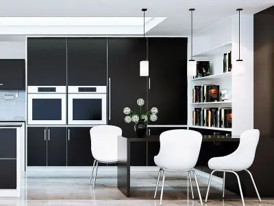 Kitchen modern with furniture 3D model