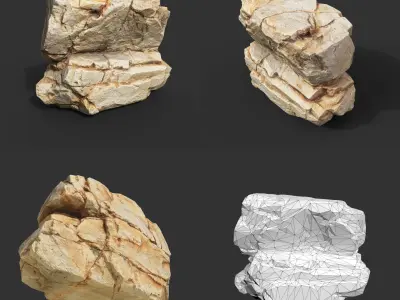Yellow Horizontal Rock Modular 221123 - Ultra HD 16K Texture Low-poly 3D model