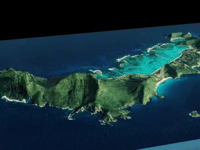 tropical island terrain lord howe island full 3d model Low-poly 3D model
