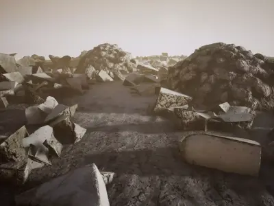 Concrete Rubble pack Game ready Low-poly 3D model