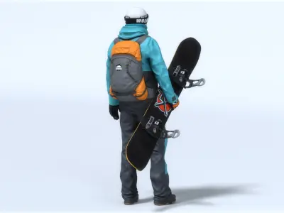  Male Snowboarder Animated HQ Editorial License 