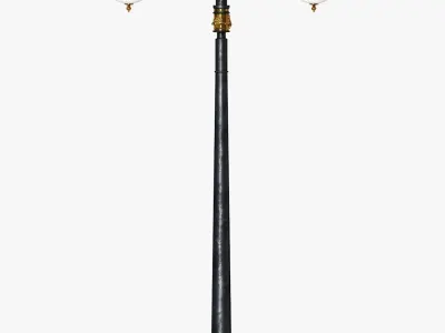 Cast iron old street light lamp crown with 2 luminaries 3D model