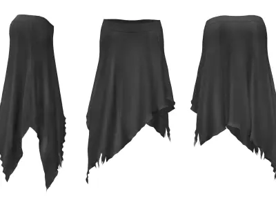 Boho Hem Skirt Low-poly 3D model
