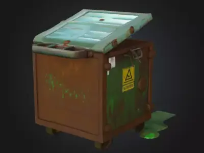Toxic Industrial Dumpster with Glowing Slime Low-poly 3D model