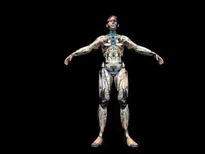 futuristic woman robot Low-poly 3D model