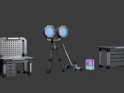 Industrial Workshop Pack  Sci-Fi Low Poly Props for Games Low-poly 3D model