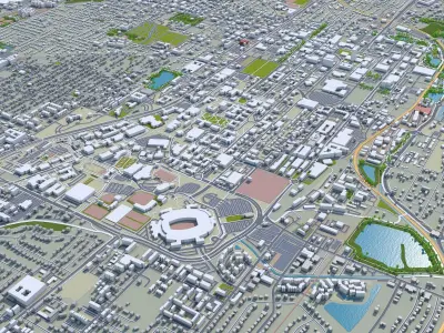 Tallahassee Florida USA 50km Low-poly 3D model