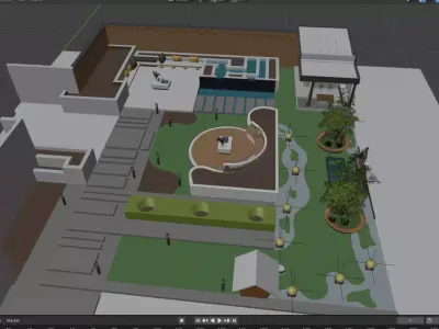 Backyard Landscape Design 3D Model  3D model