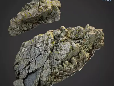 3d scanned rock cliff J 3D model