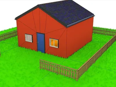 Cartoon Style Cottage House Free 3D model