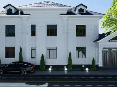 Two-story neoclassical house 3D model