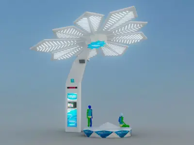 Solar Smart Palm Tree Futuristic Urban Furniture 3D Model 3D model