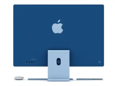 Apple iMac 24 inch 2021 Blue Low-poly 3D model