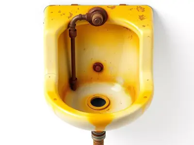 Grungy Yellow Industrial Urinal Low-poly 3D model