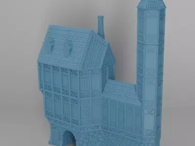 Big Medieval House  Tabletop Terrain 25 mm 3D print model
