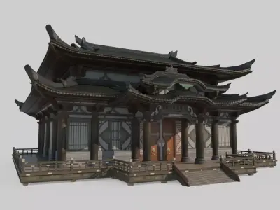 Ancient Asian architecture palaces houses 3D model