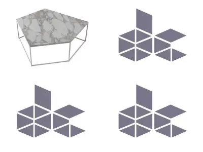 Jess hexagonal coffee table with metal frame 3D model