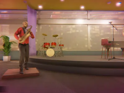 Jazz club - interior and props Low-poly 3D model