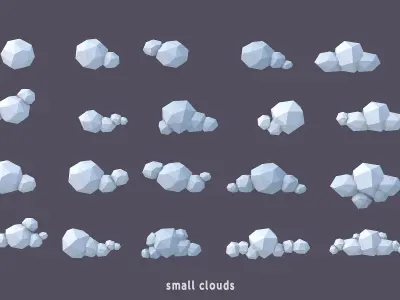 3D Low Poly 100 Clouds Low-poly 3D model