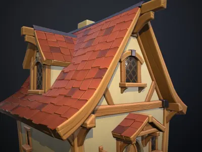  Stylized medieval house  Low-poly 3D model