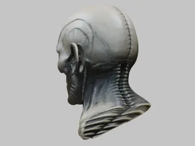 Fantasy Giger Alien Man head bust Low-poly 3D model