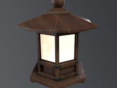 Japanese hanging lamp Low-poly 3D model