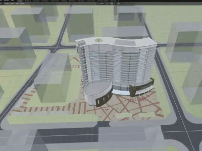 Modern Hotel Tower Exterior 3D model