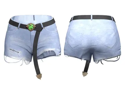 Denim Shorts Outfit Low-poly 3D model