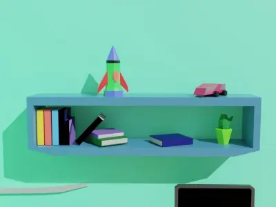 The Low poly bedroom  Low-poly 3D model