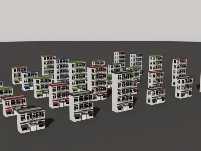 Cartoon Building Low Poly Building J 30 Variant Low-poly 3D model