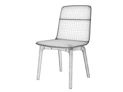 Modica dining chair with fabric and wood legs Free 3D model