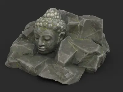 Rock Buddha 1009 - Grey Jagged Stone Low-poly 3D model