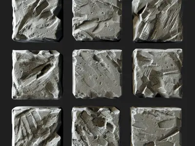 Stone cube panel old n2 3D model